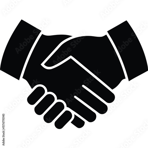 Two hands shaking in a black silhouette representing agreement partnership and successful business deal