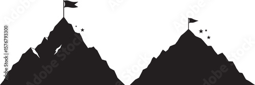 Majestic mountain peak landscape silhouette design