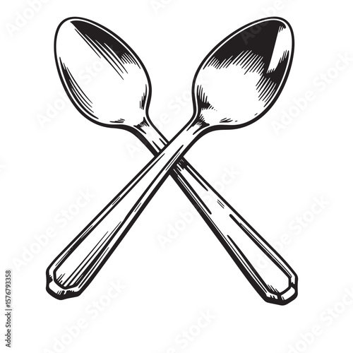 Crossed spoons illustration cutlery utensil