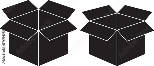 Open cardboard box silhouette for shipping and delivery