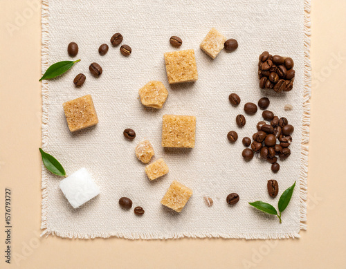 Wallpaper Mural Organic dark roasted coffee beans and various spices on a wooden spoon Torontodigital.ca