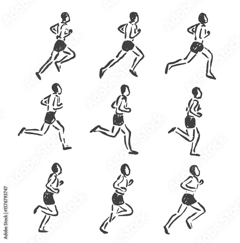 vector illustration of running icon with various leg movements