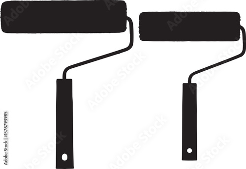 Simple paint roller tool silhouette for design