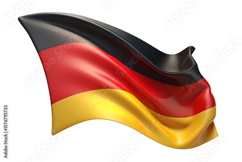 Realistic 3d waving German flag with black red and gold colors germany