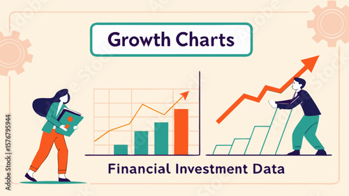 Investment growth charts financial data analysis for business success and market trend performance review report