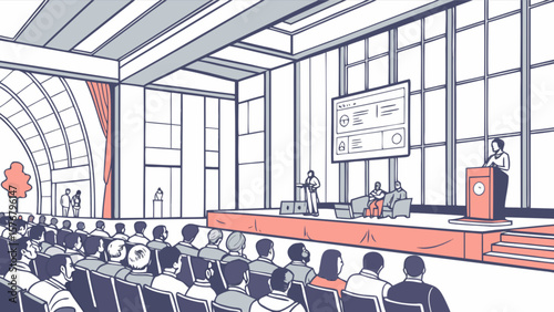 Conference presentation event speaker auditorium meeting seminar keynote address public speaking convention hall