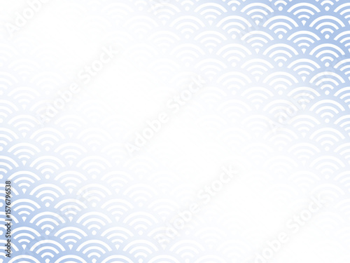 青の青海波ななめコーナーフレーム　和数のシンプルな背景