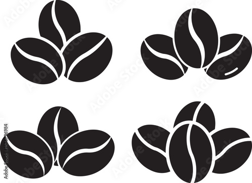 Stylized coffee beans silhouette for brewing and cafe