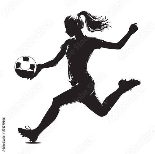 female soccer player black silhouette vector graphics