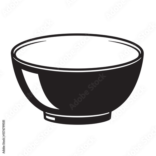 Black ceramic bowl with white interior vector