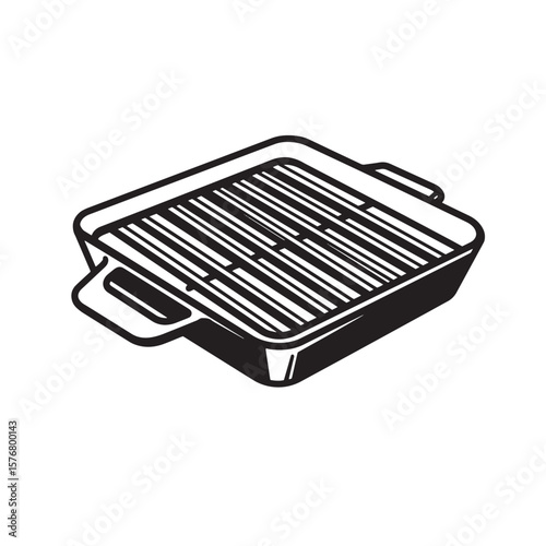 Black grill pan with handles cooking kitchenware