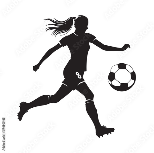 female soccer player black silhouette vector graphics