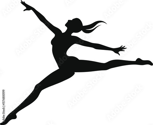 Silhouette of a Graceful Female Gymnast in Mid Air