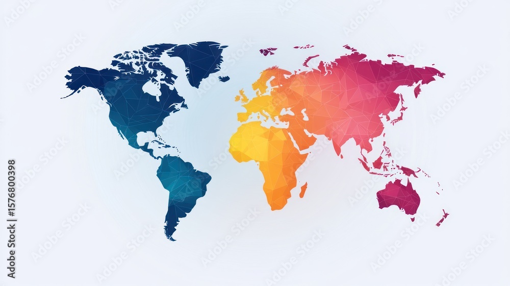 Obraz premium World Map - Geometric Design - Abstract - Background - Global View - Educational Resource