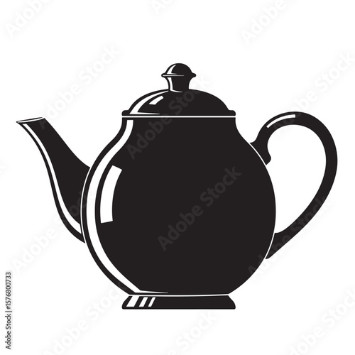 Black teapot with handle and spout beverage drink