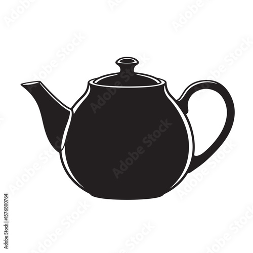 Black teapot with handle and spout white beverage