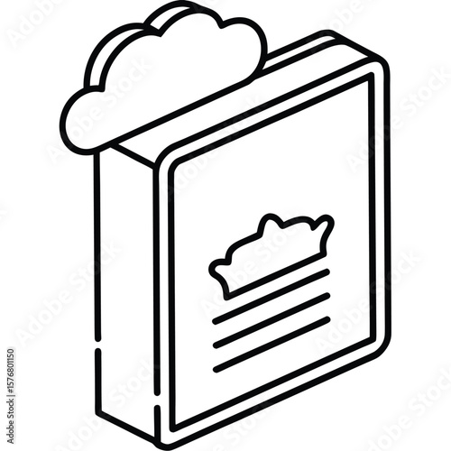 Line art illustration of a cookbook with a cloud on top vector