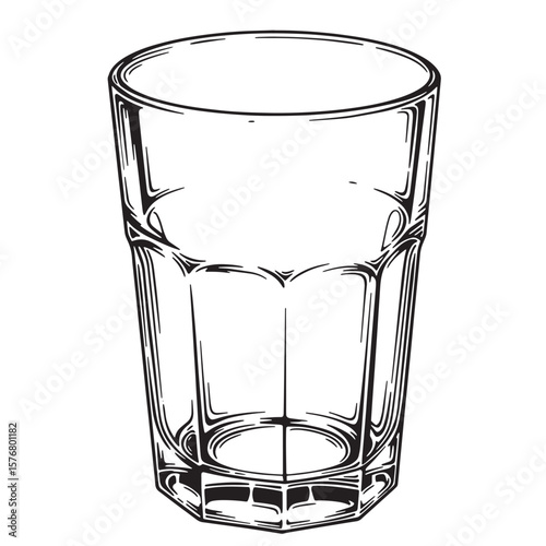 Faceted glass tumbler with vintage Art style drinkware beverage