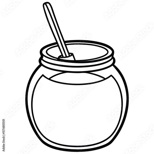 Round glass jar with honey dipper container