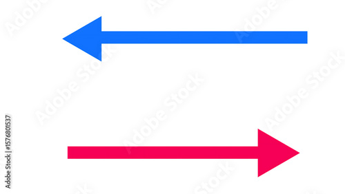 Blue arrow pointing left and a pink arrow pointing right on a black background illustration art