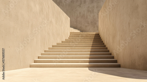 Modern Minimalistic Staircase Design with Soft Light and Warm Tones in an Urban Architecture Setting for Interior Inspiration