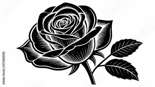 Rose Silhouette – Bold Line Art Vector Illustration