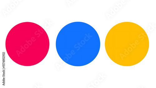 Three solid color circles in a row against a black background showcasing primary color theory concept