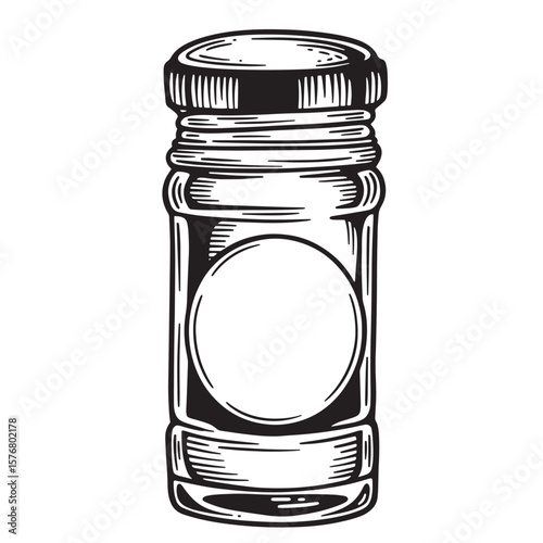 Vintage glass jar with textured lid and label space container bottle