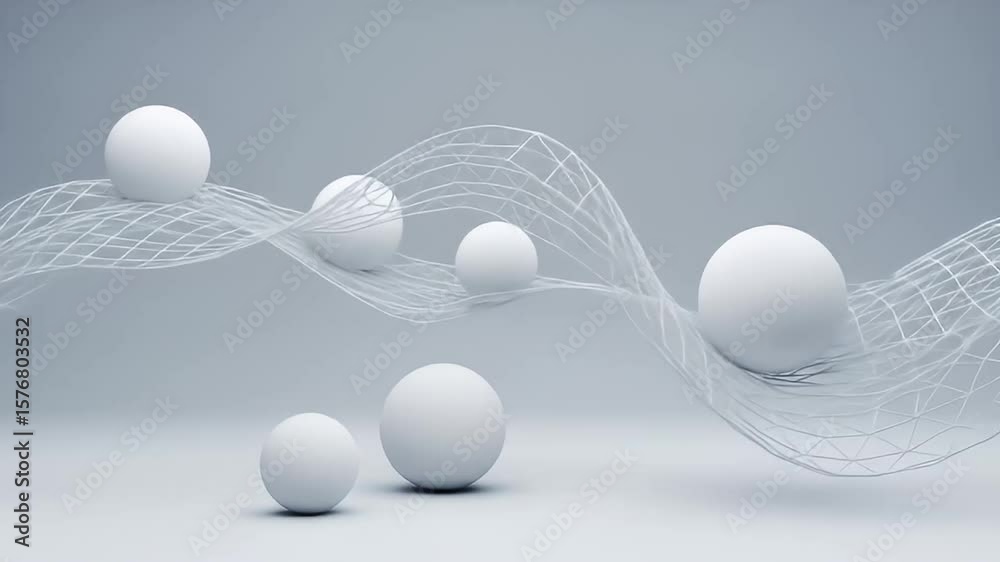 Abstract White Spheres & Mesh Network