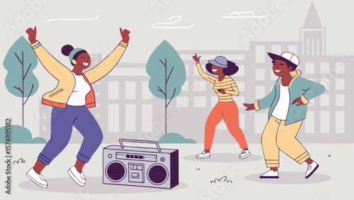 People dancing outside