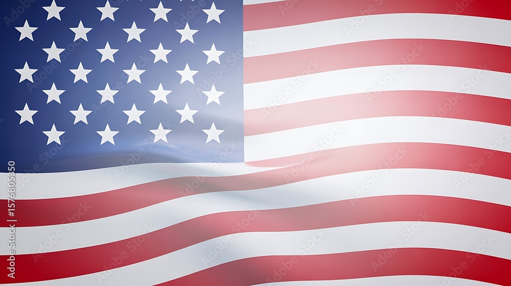 Obraz premium Waving american flag with red white stripes and blue star field in breeze 