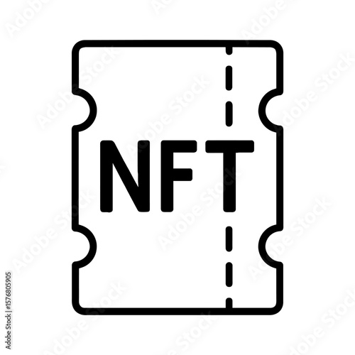 NFT Ticket Line Art Icon in Black and White