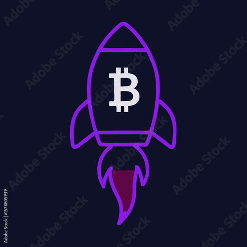 Bitcoin Rocket Icon