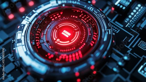 Wallpaper Mural Close-up of a futuristic circuit board with glowing interface. Torontodigital.ca