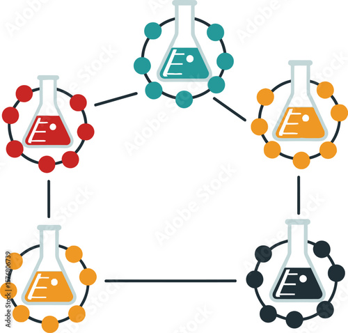 Chemistry lab science network connection chemical reaction research and development technology concept