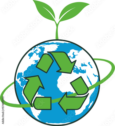 Recycle earth day concept save the planet go green recycle symbol environment sustainability eco friendly world