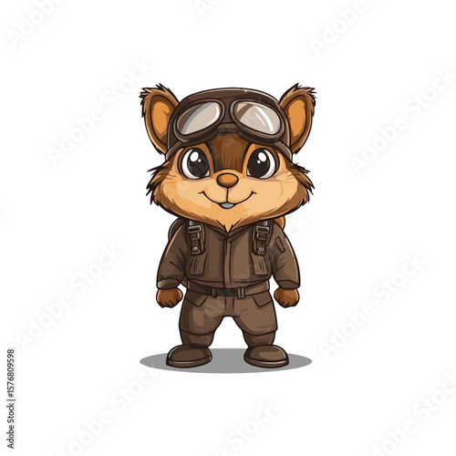 Pilot squirrel vector illustration, cute animal treasure