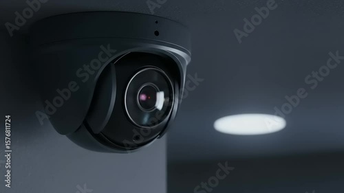 Security camera mounted on ceiling