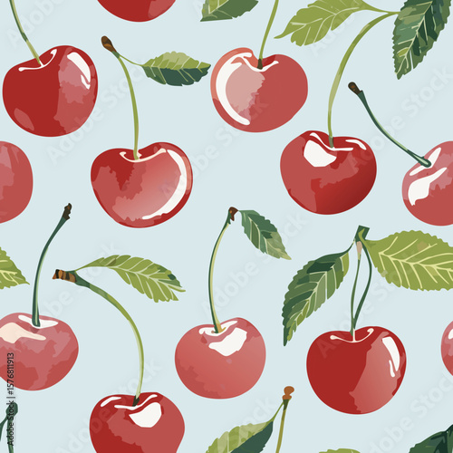 Cherry Pattern Hand Draw Vintage Vector