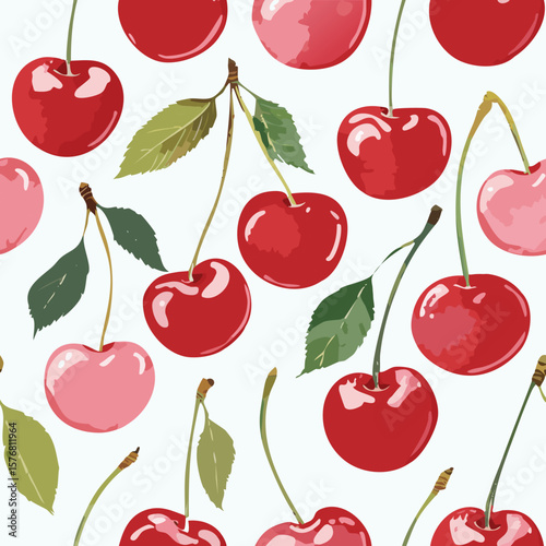 Cherry Pattern Hand Draw Vintage Vector