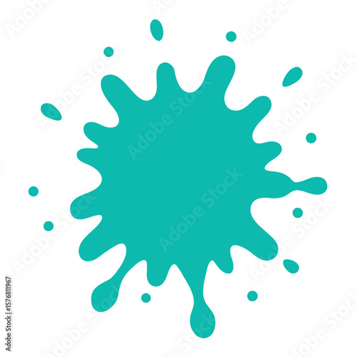 Teal Splash Abstract Ink Blot Vector Illustration