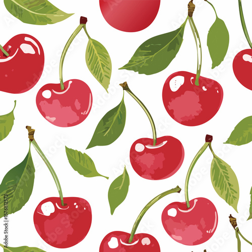 Cherry Pattern Hand Draw Vintage Vector