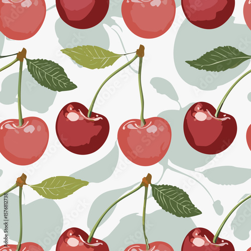 Cherry Pattern Hand Draw Vintage Vector