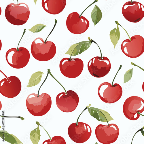 Cherry Pattern Hand Draw Vintage Vector