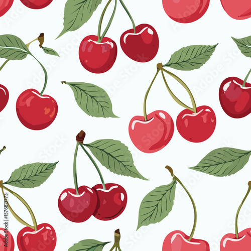 Cherry Pattern Hand Draw Vintage Vector