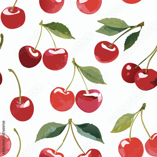 Cherry Pattern Hand Draw Vintage Vector