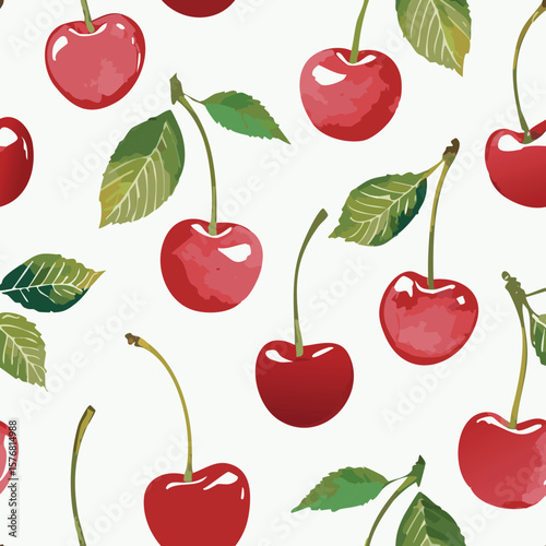 Cherry Pattern Hand Draw Vintage Vector