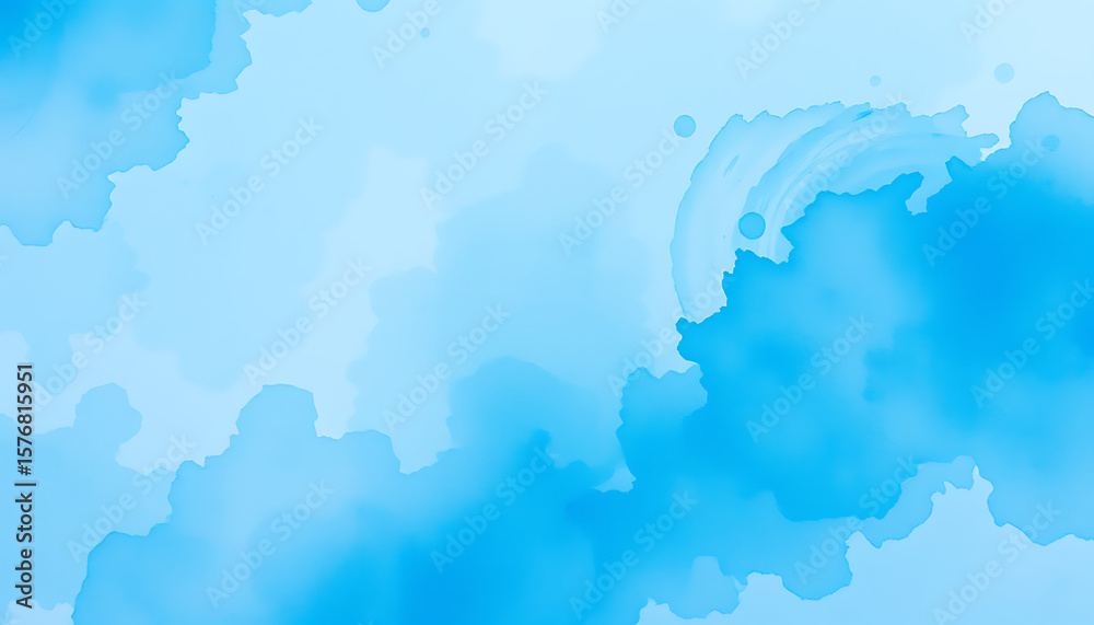 Obraz premium Abstract watercolor splashes and blobs in various shades of blue