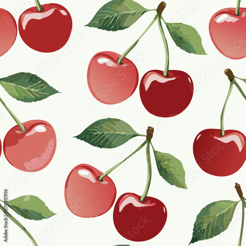 Cherry Pattern Hand Draw Vintage Vector