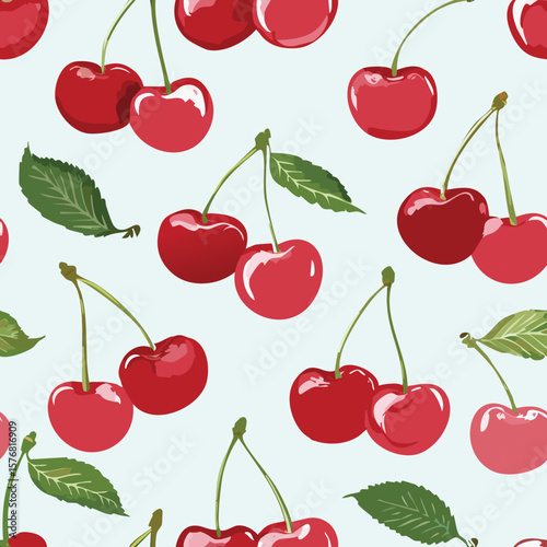 Cherry Pattern Hand Draw Vintage Vector